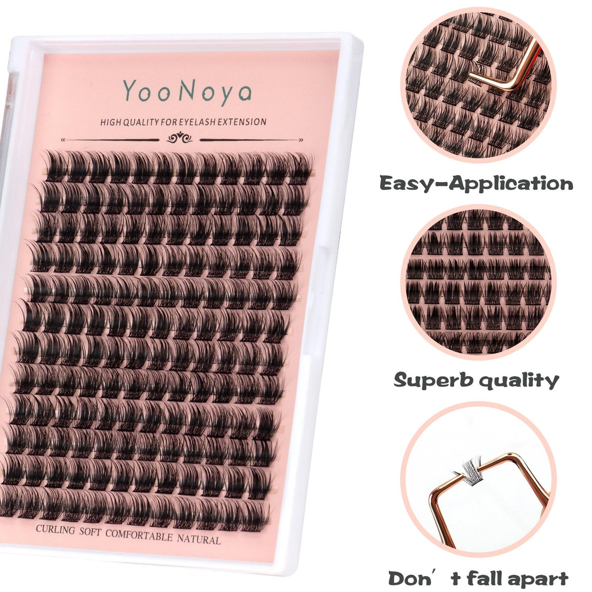 Individual Lash Clusters with D Curl - 144 Pcs for Natural & Glam Looks