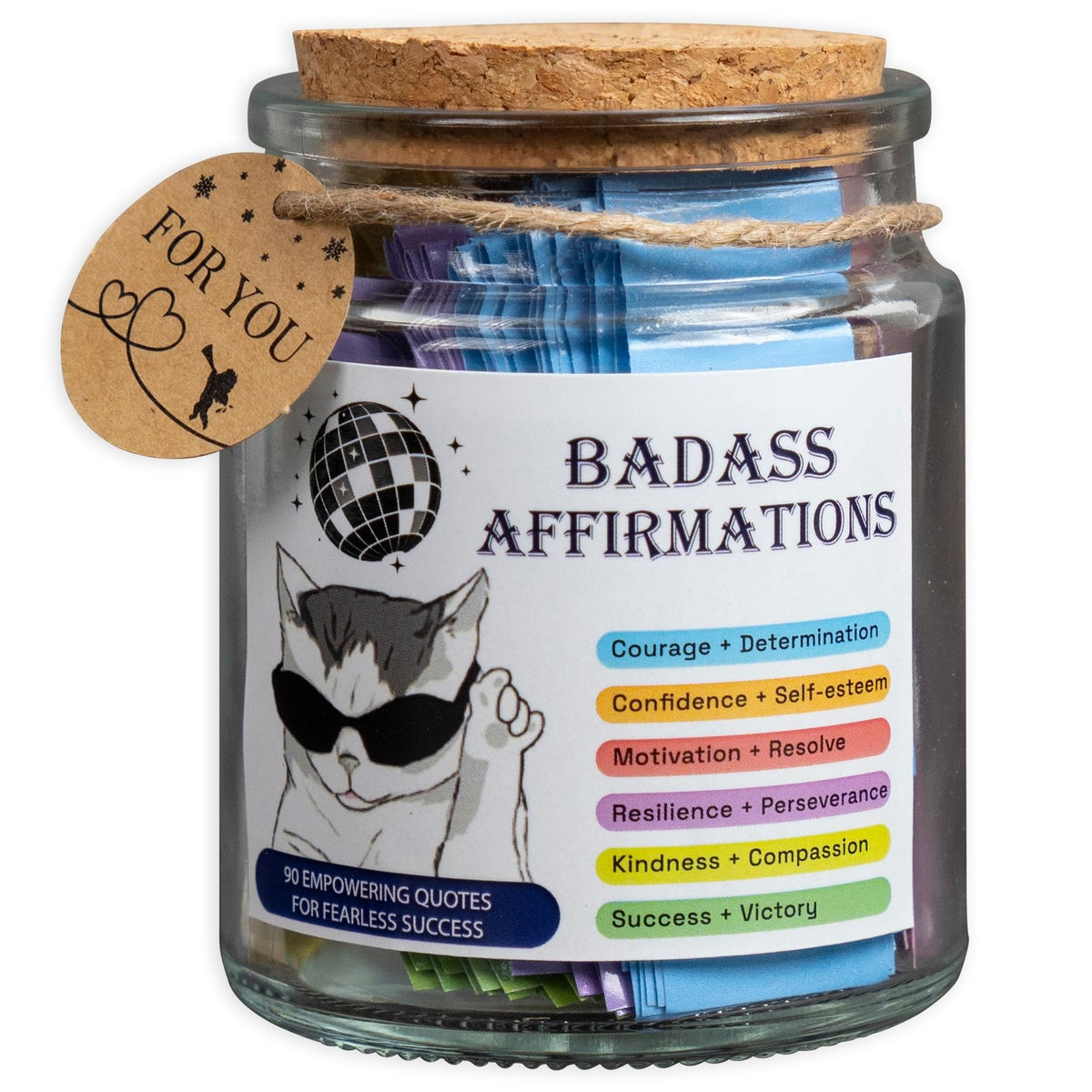 Positive Affirmation Jar for Women - Self-Care & Empowerment Gift with 90 Cards