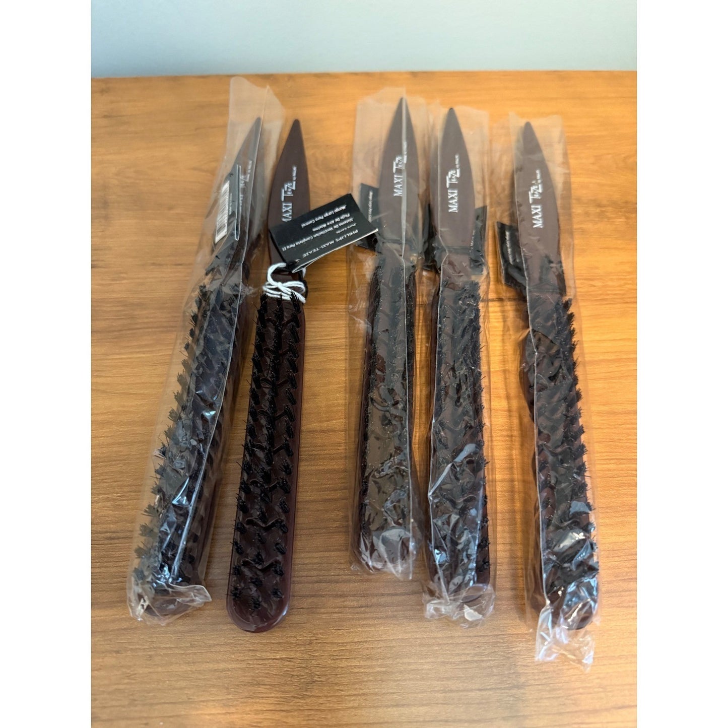 Hair Teasing Brush Set - Professional Volume and Texture Styling Tools - Brown, 5 Pieces