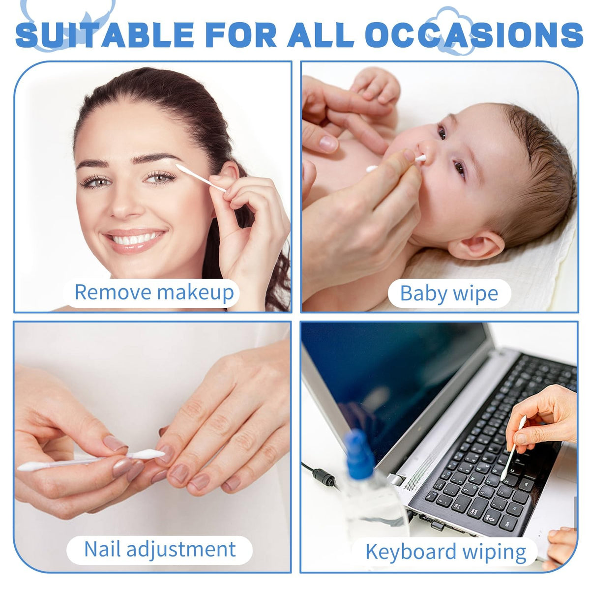 Double Pointed Cotton Swabs for Makeup and Precision Cleaning - 800 Pieces