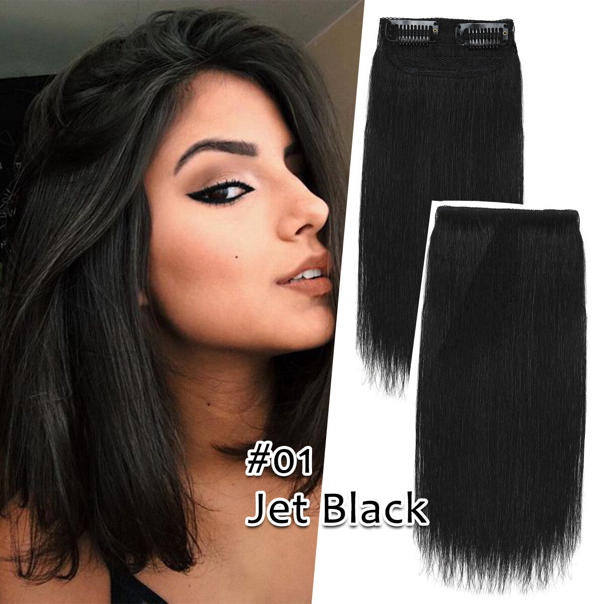 V-Shape Clip-In Human Hair Extensions Half Head - Remy Straight Hair