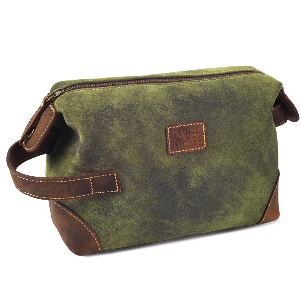 Genuine Leather Travel Toiletry Bag Waterproof Shaving Kit Organizer