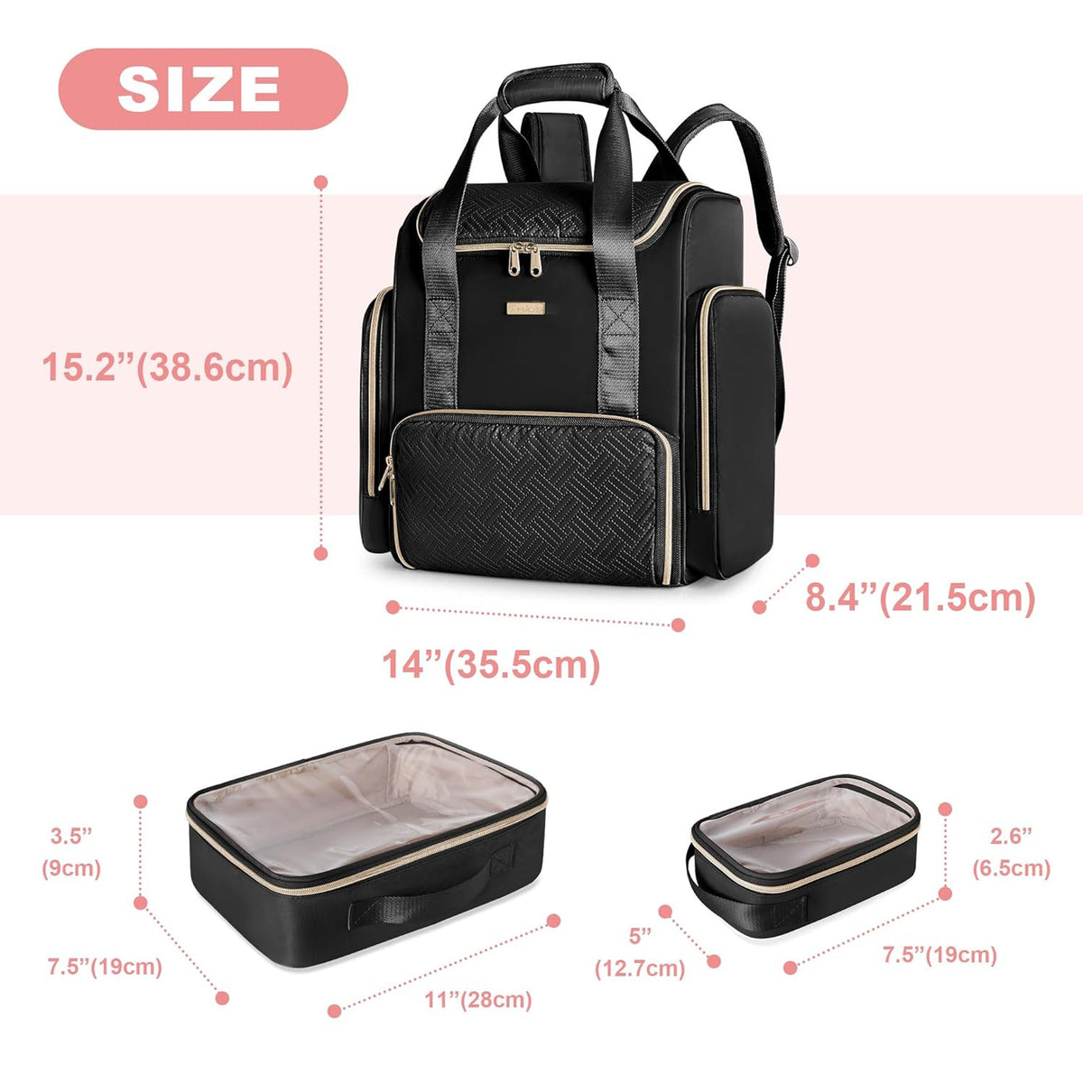 Tattoo Travel Case Backpack with 3 Transparent Cases - Double Layer Organizer