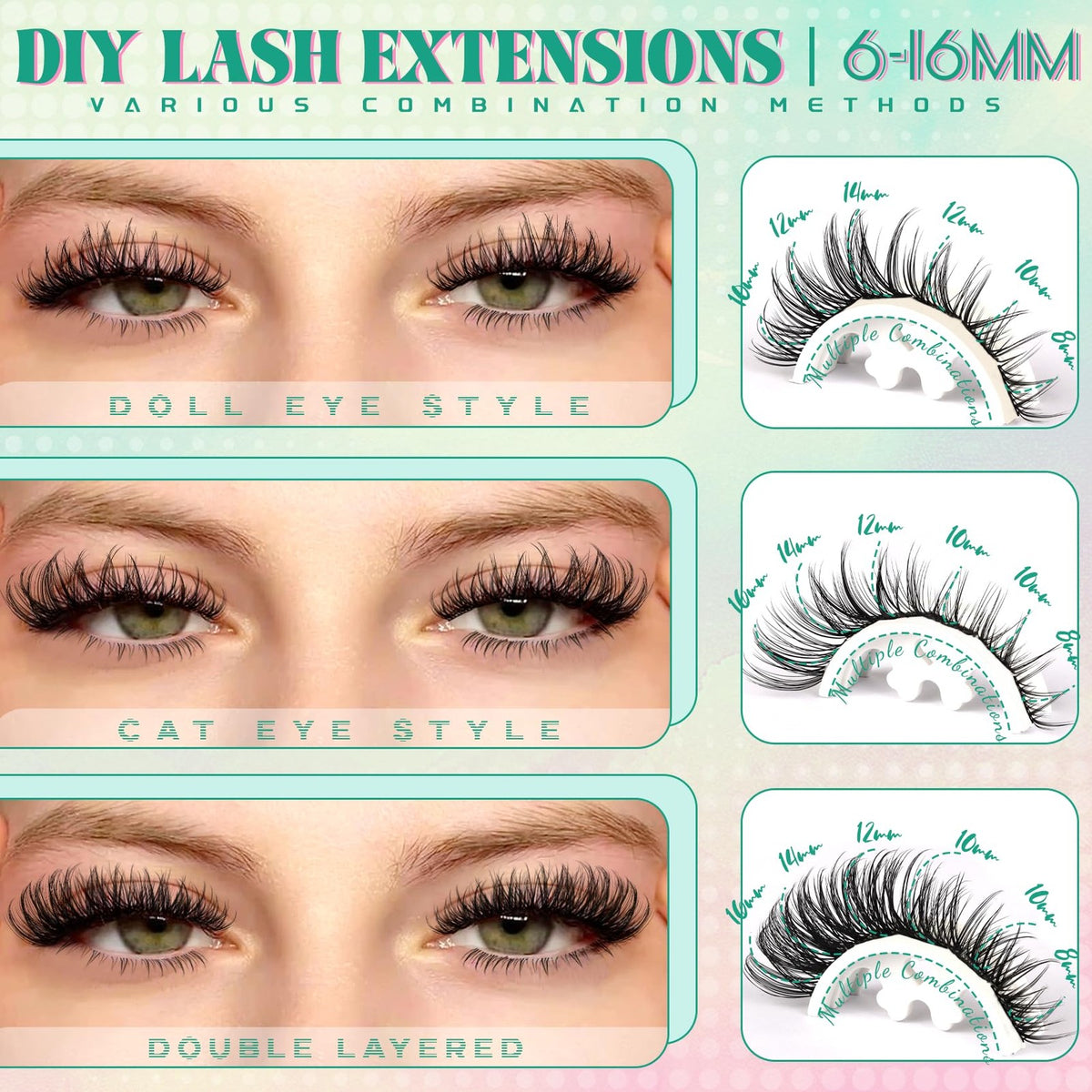 Natural Eyelash Clusters 146 Pcs - Wispy Short & Long Fake Lashes Set