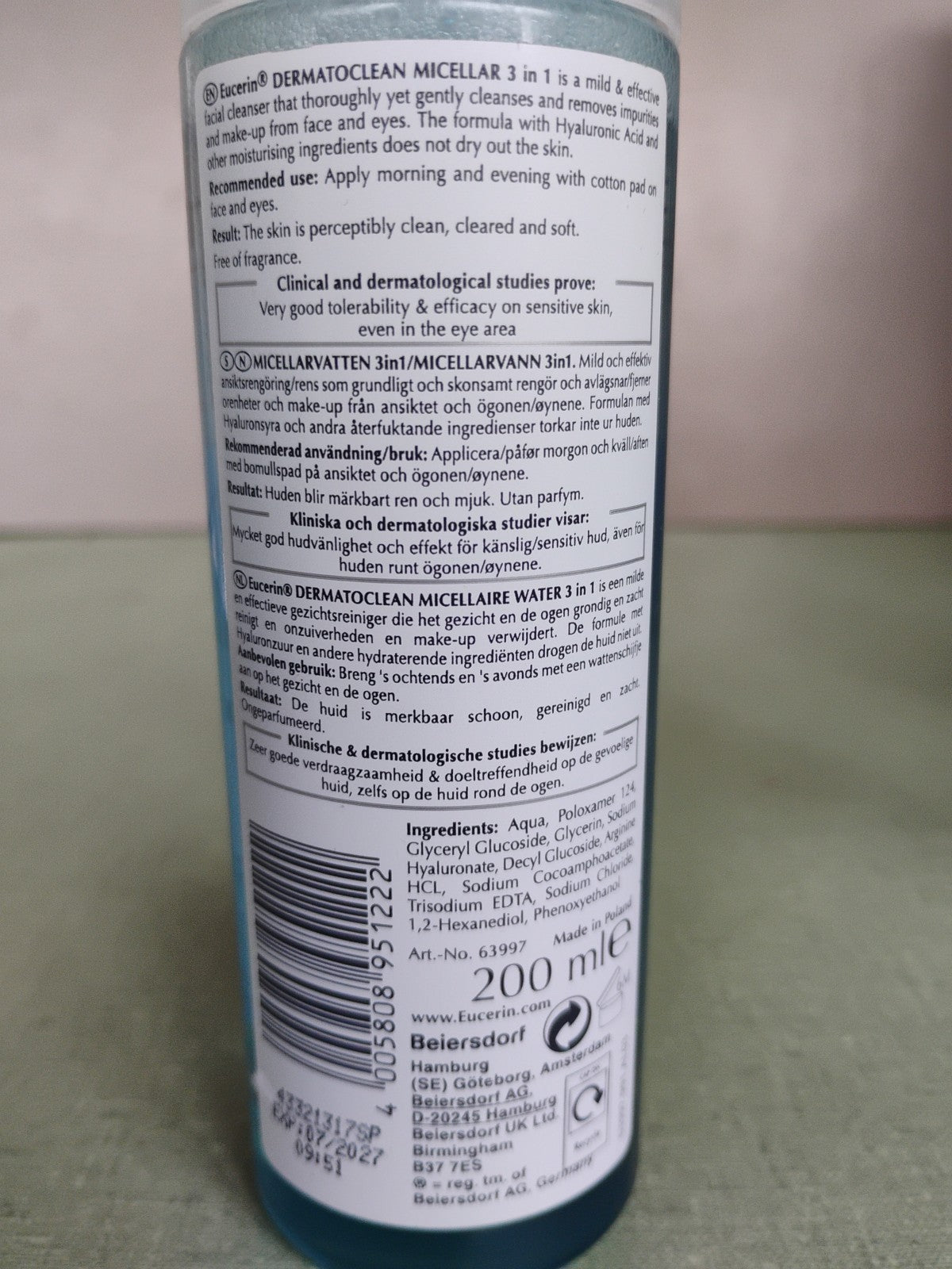 Eucerin DermatoClean Hyaluron Micellar Water 2-Pack - Facial Cleanser for All Skin Types