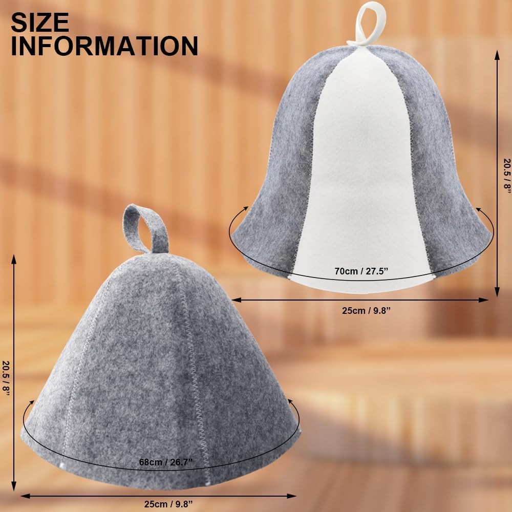 2 Pack Sauna Hat Polished Wool for Cap Banya Bath...