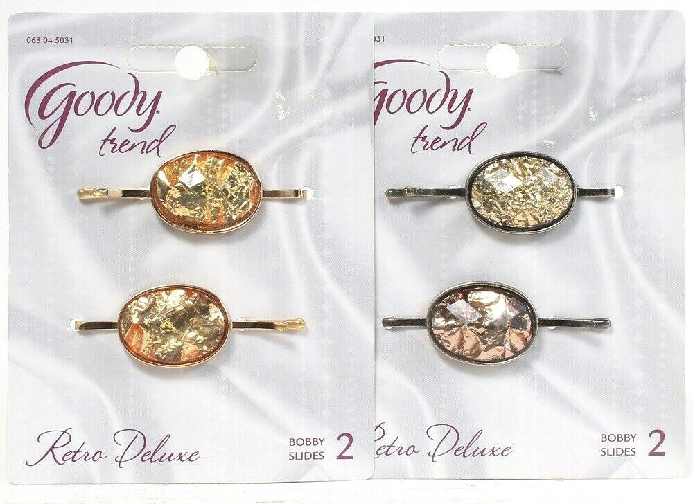 2 Goody Trend Retro Deluxe Piece Metallic Stone Bobby Slides Express