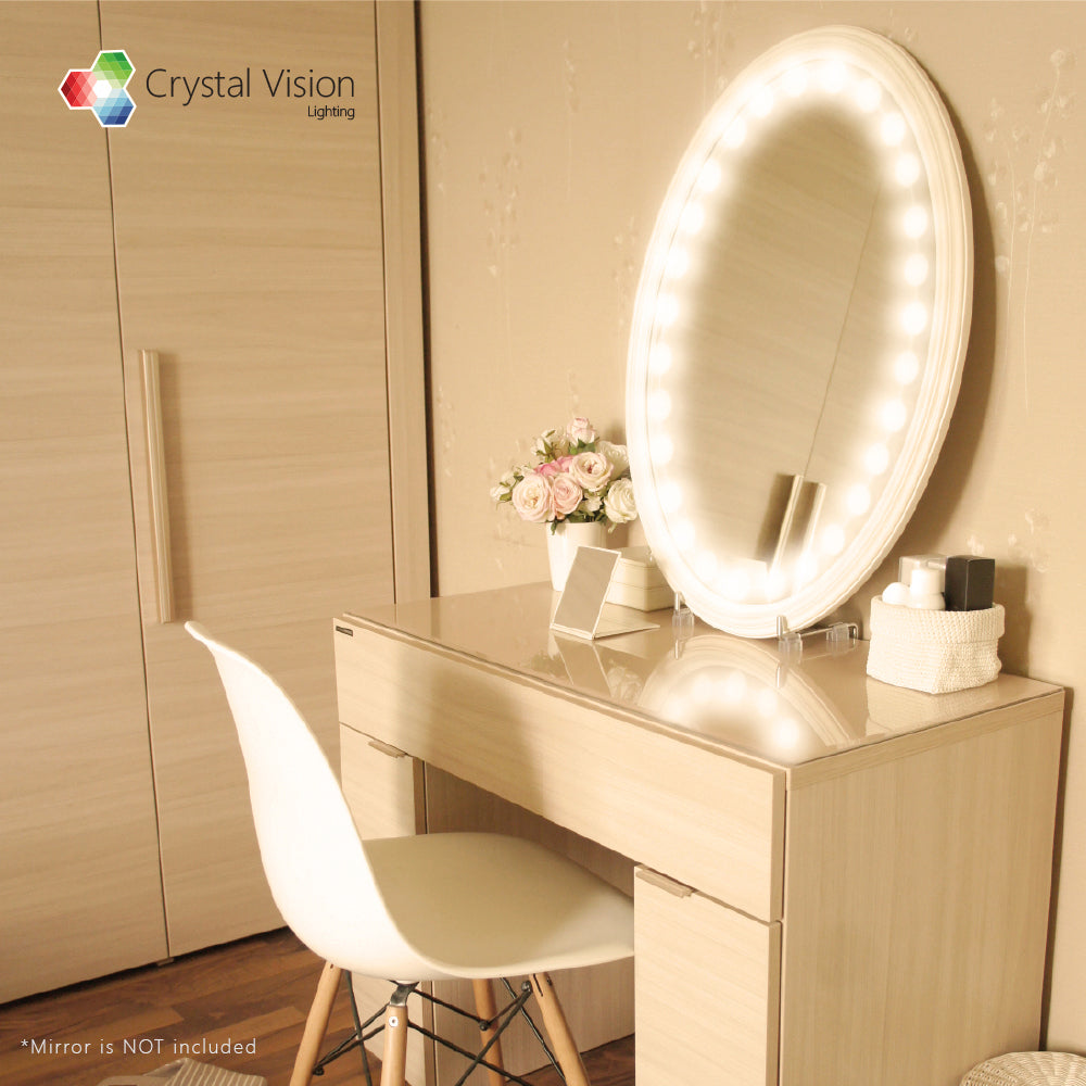 Hollywood Style Makeup Mirror LED Light Kit Warm White 12 Bulb 8ft
