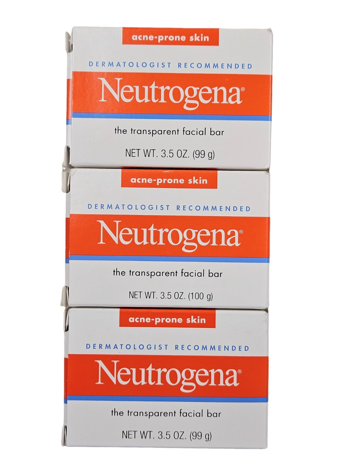 Neutrogena Facial Bar for Acne Prone Skin 3.5oz Pack of 3