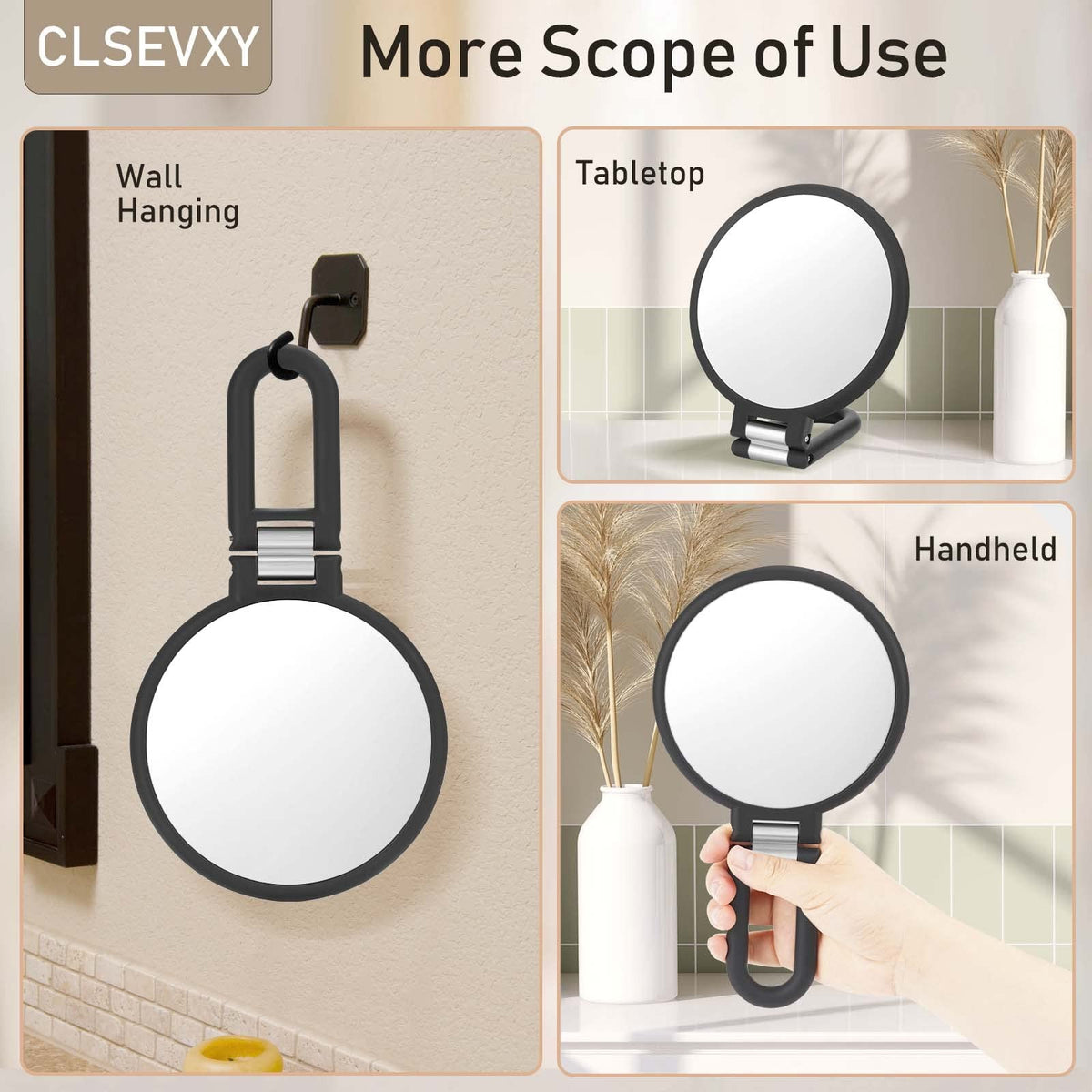 Double Sided Magnifying Handheld Mirror 1X 20X for Makeup & Travel