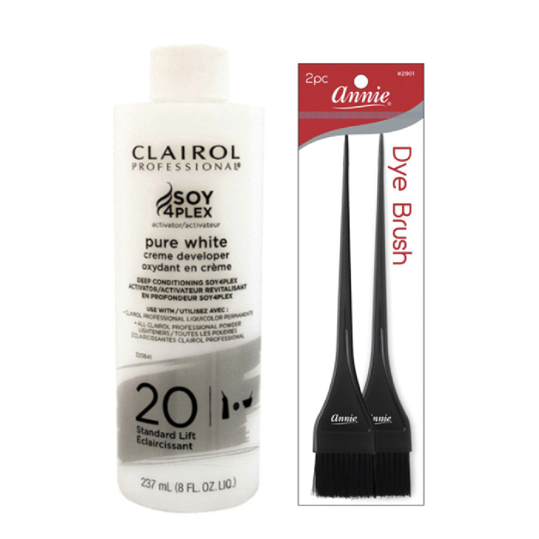 Clairol Pure White Creme Developer 20 Vol 8oz + Annie Dye Brush