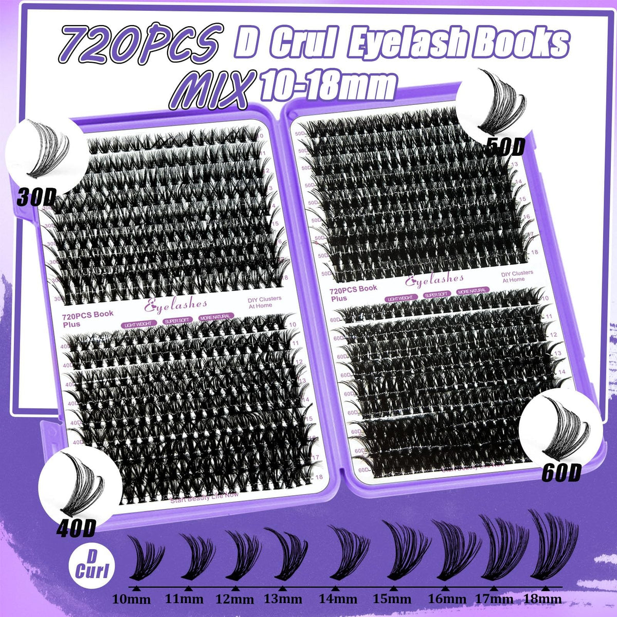 DIY Lash Extension Kit 792 Pcs D Curl Individual Eyelashes with Tools