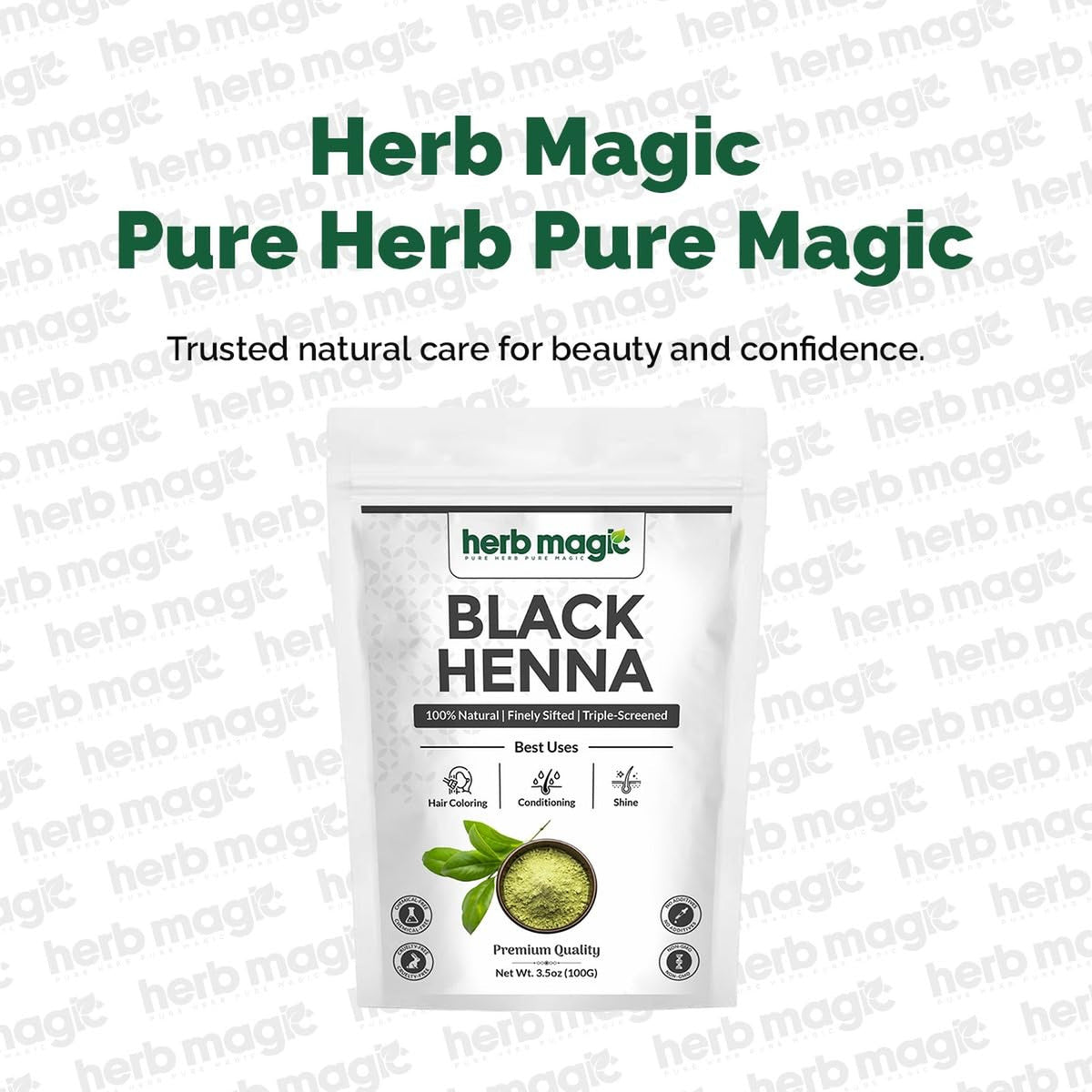 Black Henna Hair Dye for Grey Coverage Natural Plant-Based 3.5 oz