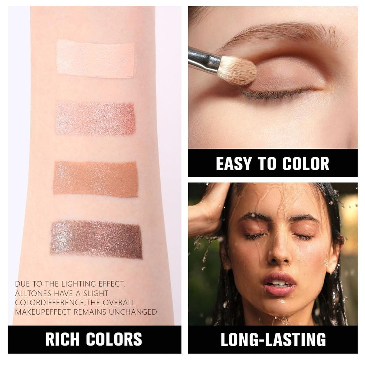 Nude Brown Cream Eyeshadow Quad - Waterproof Matte & Shimmer Palette