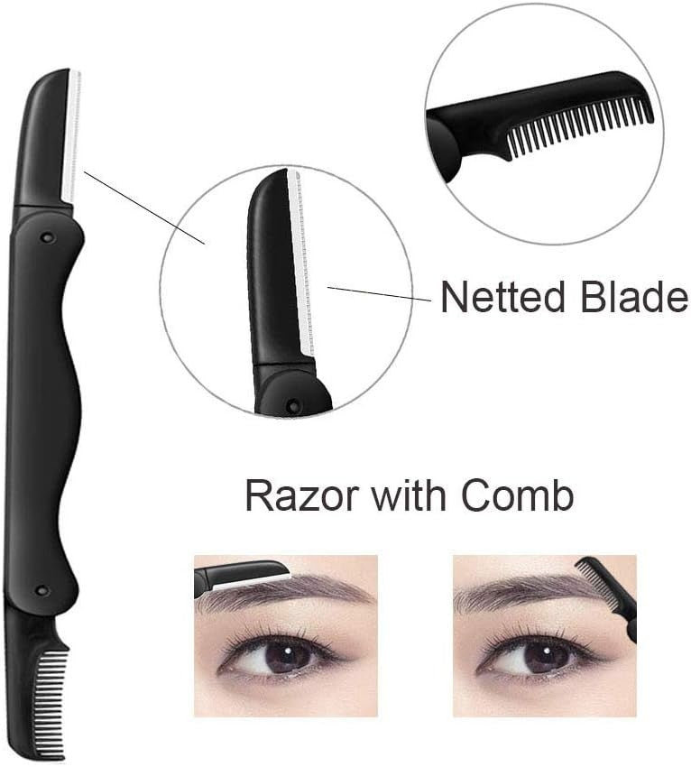 5-in-1 Eyebrow Grooming Kit - Stainless Steel Tweezers, Scissors, Razor