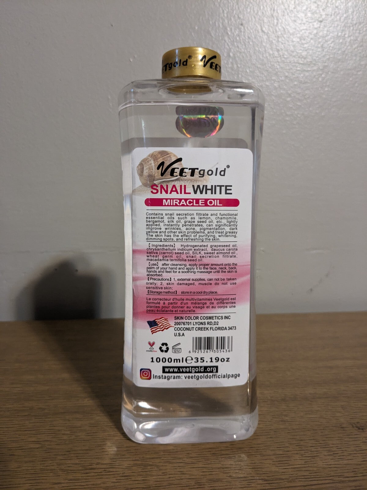 Veet Gold Snail White Body Corrector & Glowing Oil SPF 15 1000ml