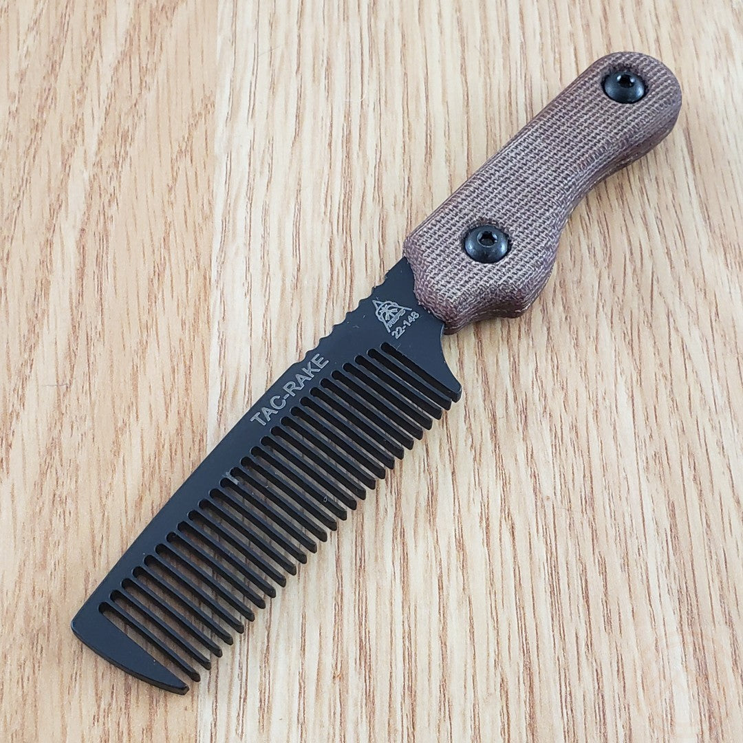 3-Inch Carbon Steel Rake Blade with Tan Canvas Micarta Handle