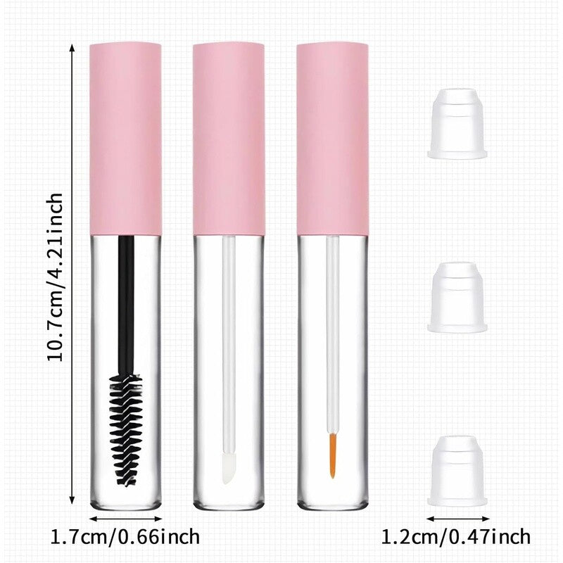 3 Pack 10ml Clear Refillable Cosmetic Tubes with Wands - Leak-Proof Makeup Containers