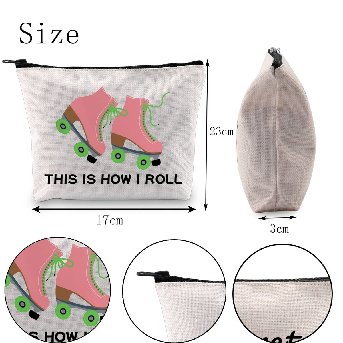Roller Skater Gift Makeup Bag - Cute Travel Cosmetic Organiser