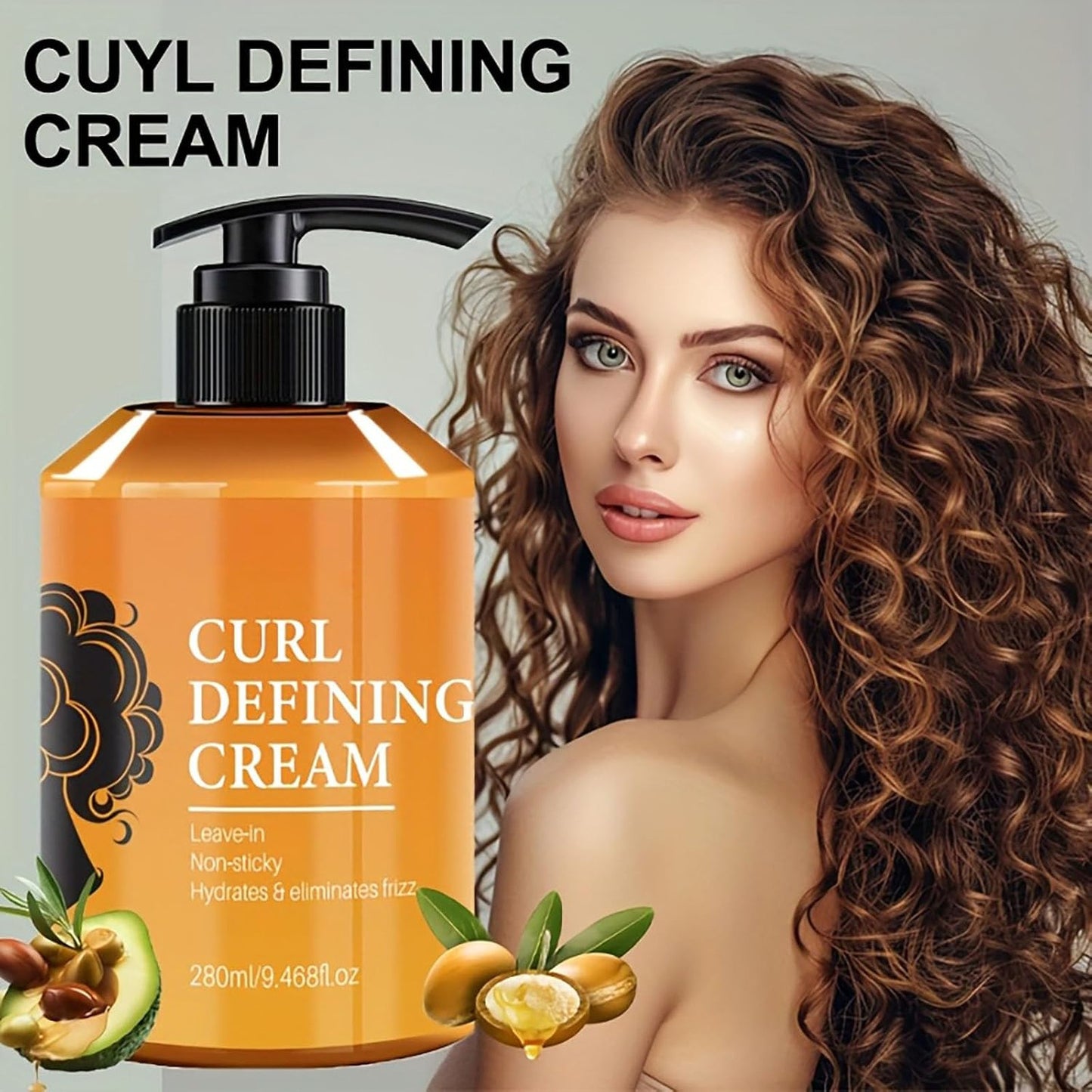 Argan Oil Curl Defining Cream for Natural Curly Hair - Anti Frizz & Moisturizing