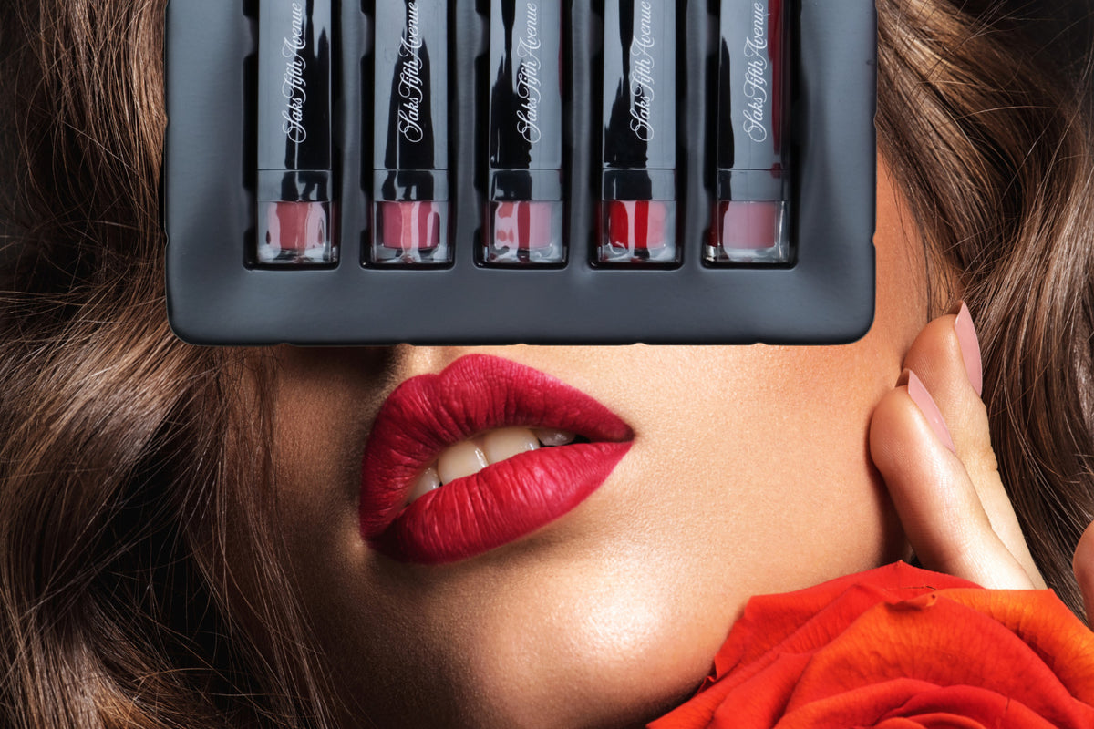 Saks Fifth Avenue 5 Cream Lipsticks Set - Berry Shades, Square Size