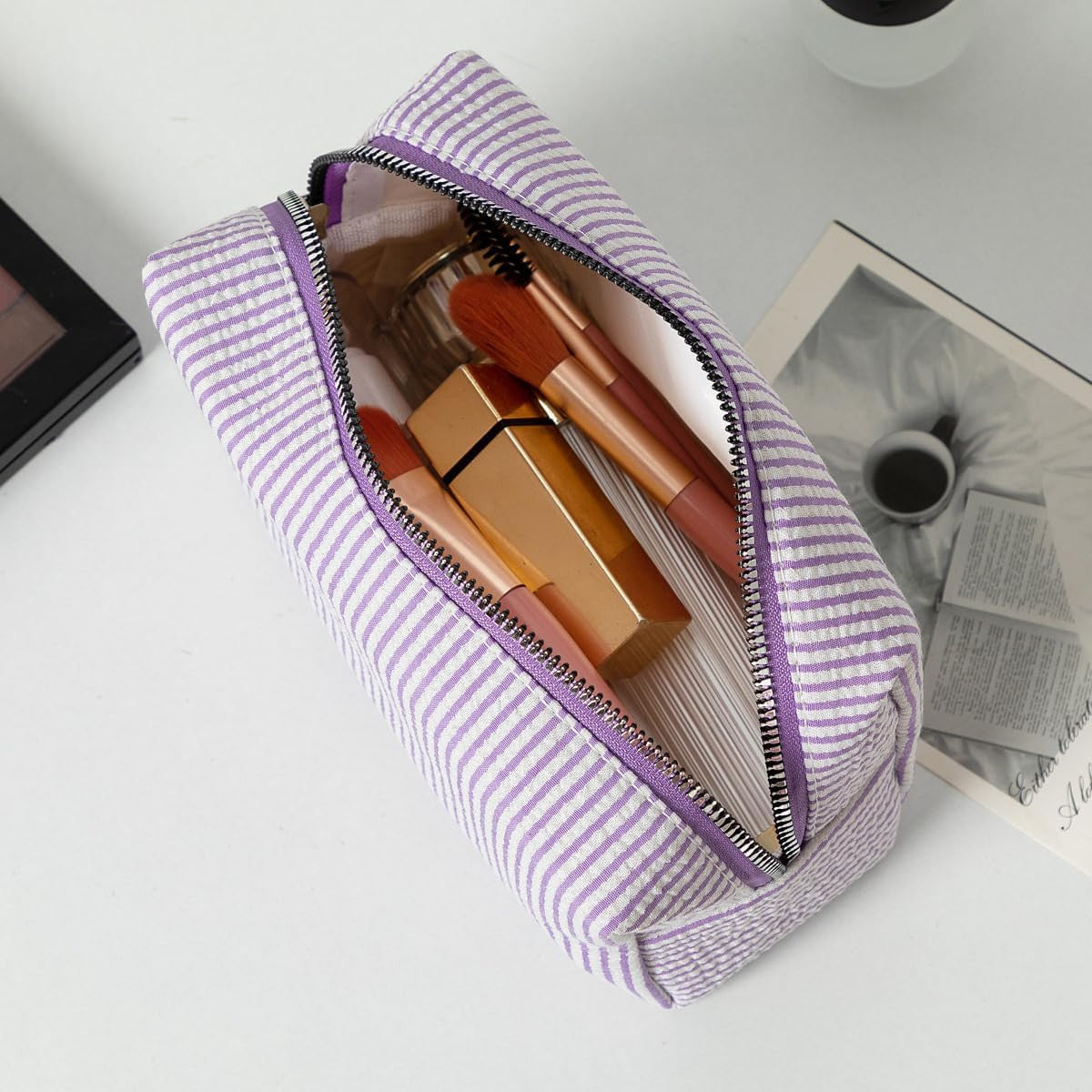 Travel Cosmetic Bag Organizer with Zipper - Canvas Makeup & Toiletry Bag