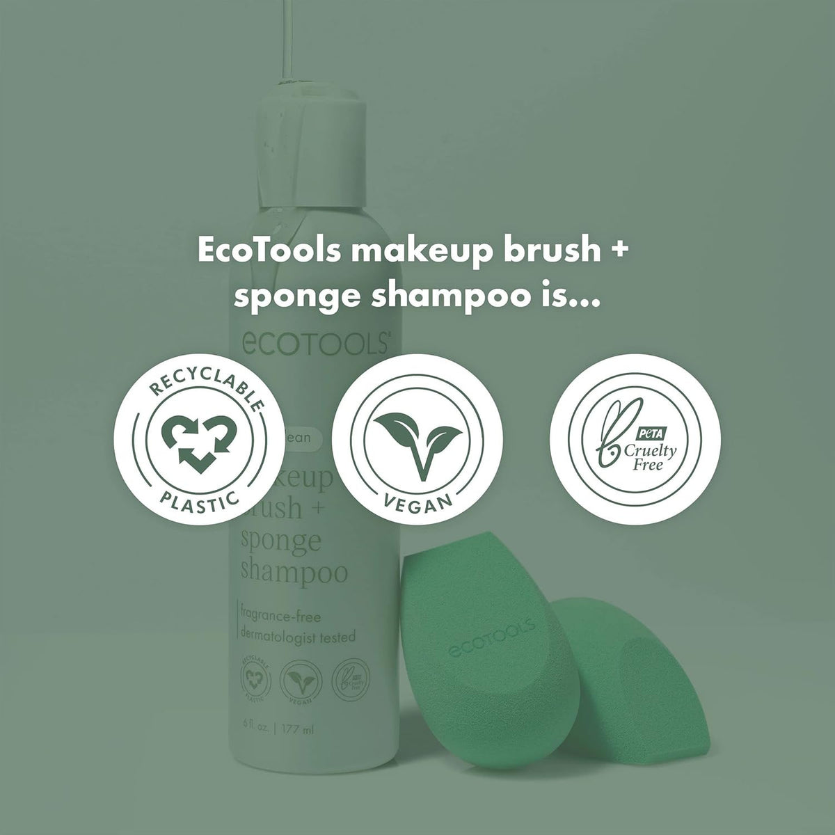 Makeup Brush and Sponge Cleaner - Gentle Plant-Based Shampoo for Impurities