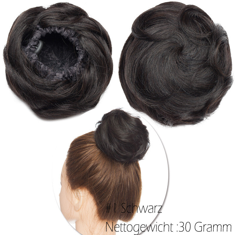 Clip-In Human Hair Bun Extensions Curly & Straight | Messy Hair Piece