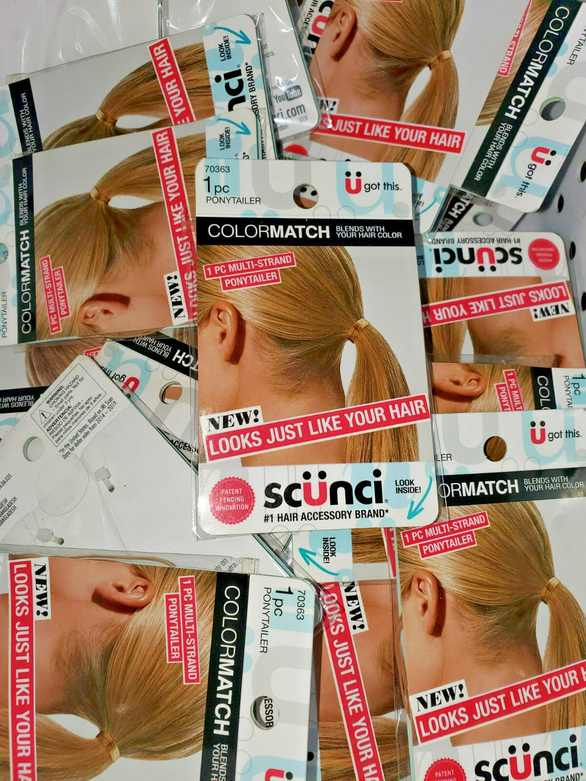 Scunci Color Match Multi Strand Ponytailer *BLONDE *CHOOSE QUANTITY