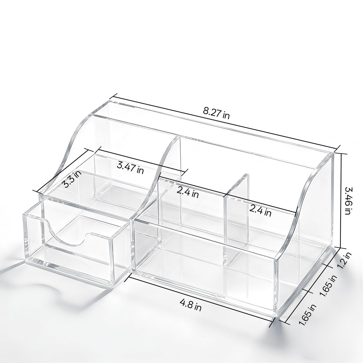 Clear Makeup Organizer with Drawer and Compartments - Vanity Storage
