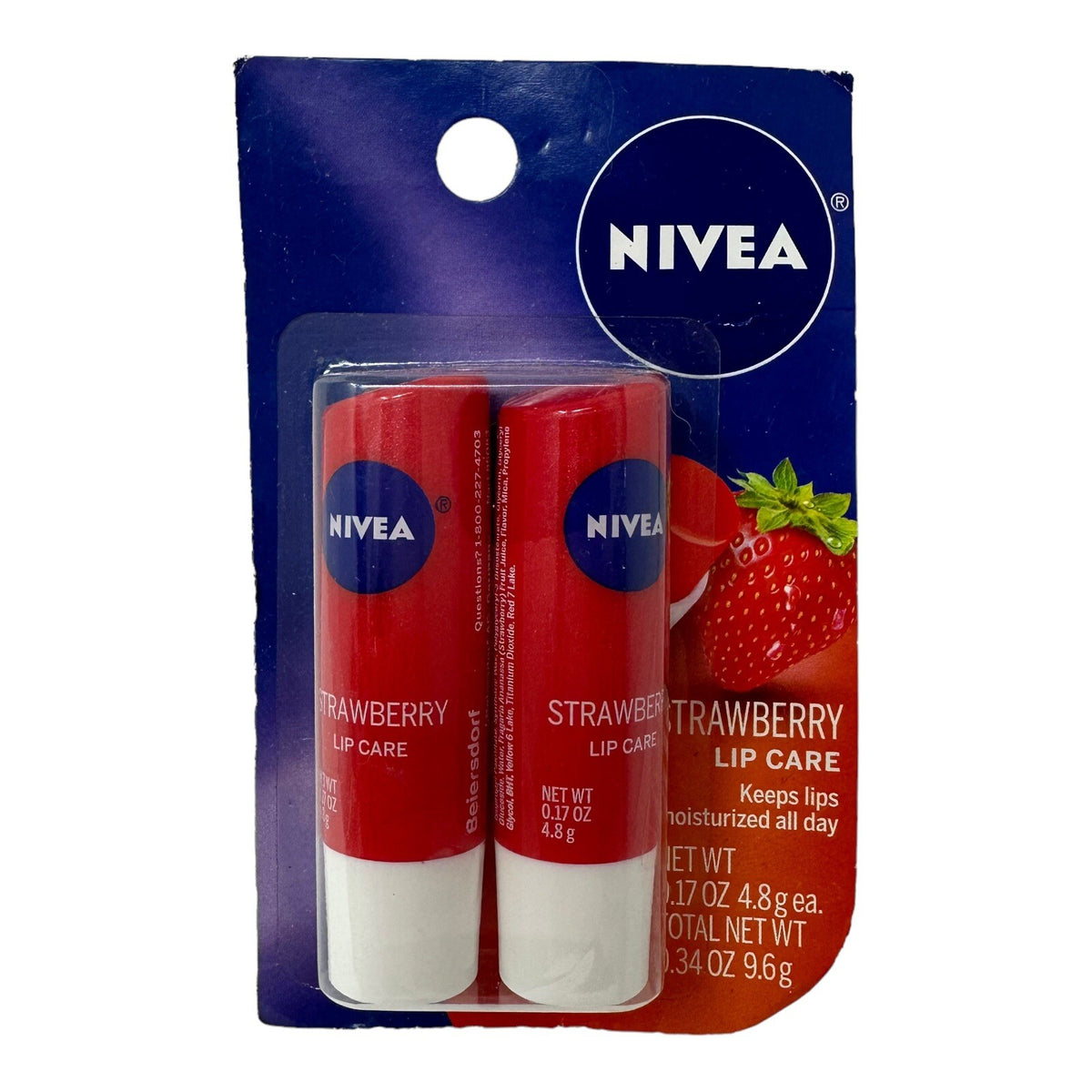 Nivea Strawberry Lip Care Set - Tinted Scented Lip Balm, 8 Pack