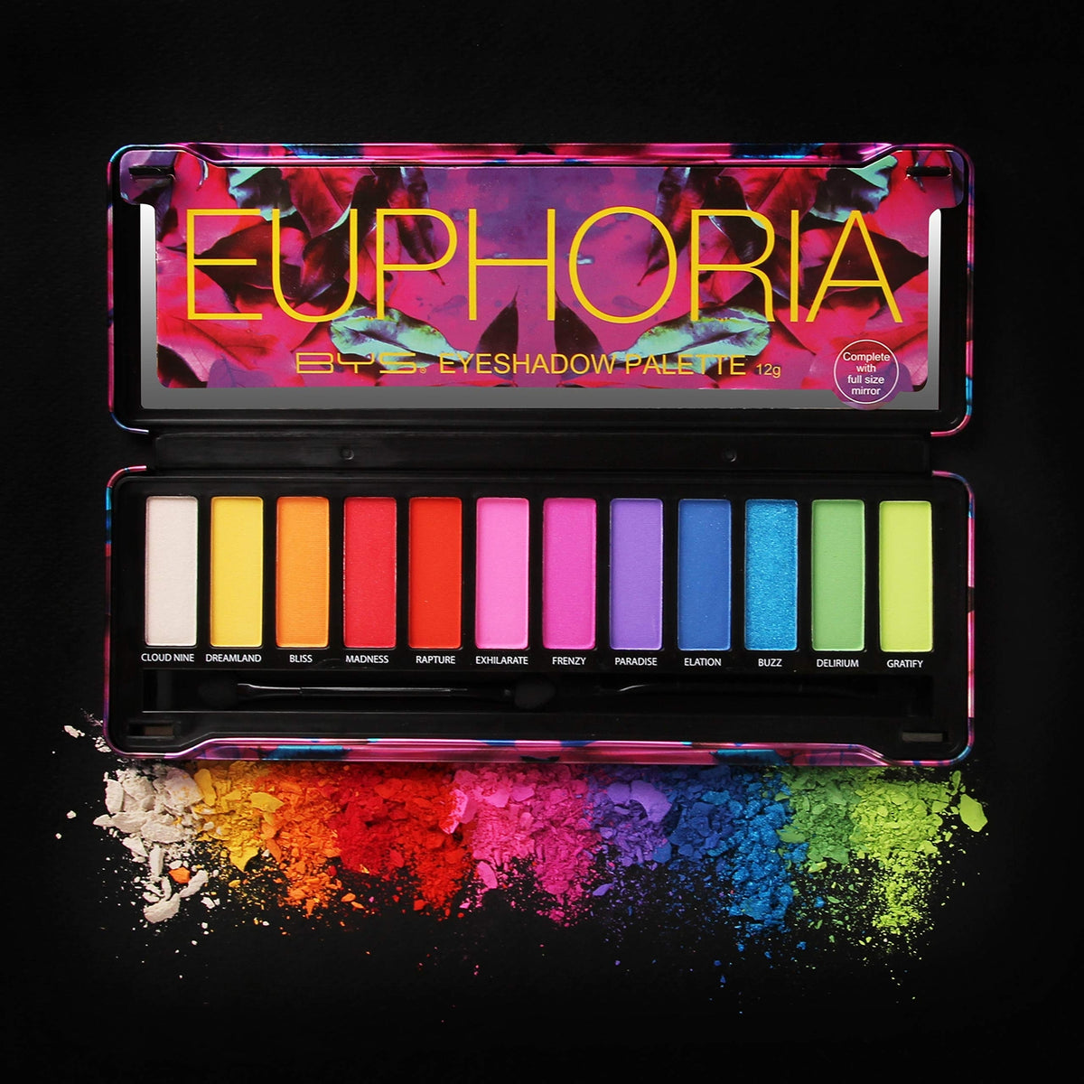 Eyeshadow Palette with Mirror and Applicator - 12 Shades, Euphoria