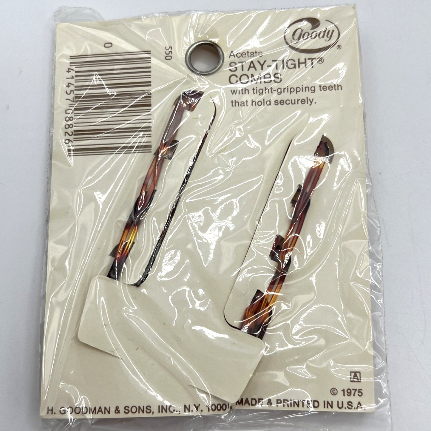 Vintage Tortoise Brown Hair Combs Set - Stay-Tight Acetate 4 Pack