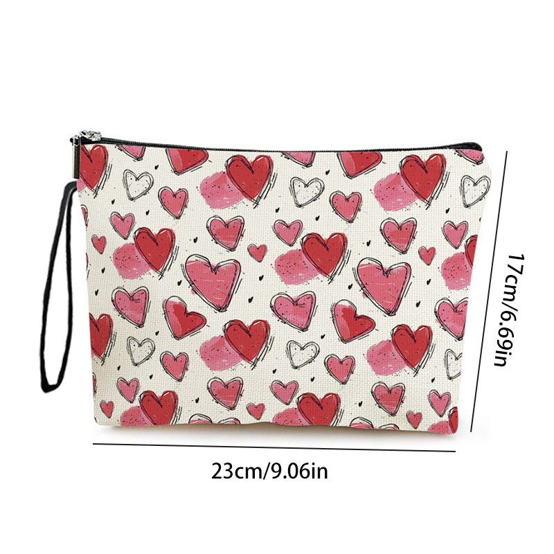 Pink Heart Makeup Bag Cosmetic Organizer Travel Toiletry Pouch Gift