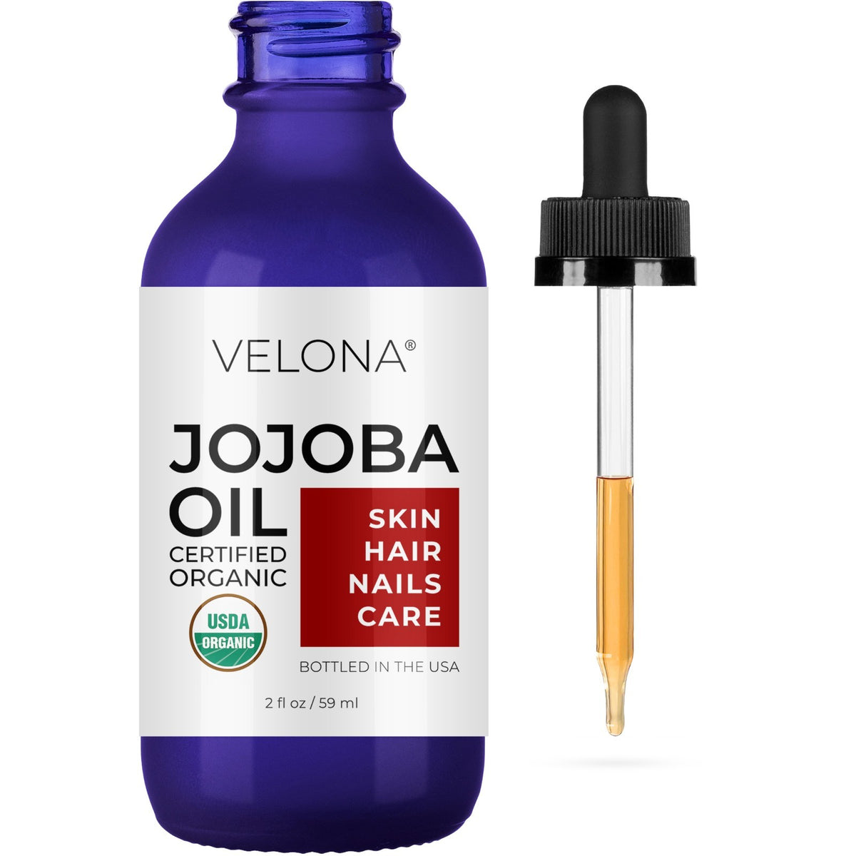 Organic Jojoba Oil 2 Fl Oz - USDA Certified, Cold Pressed, Natural Skin & Hair Care