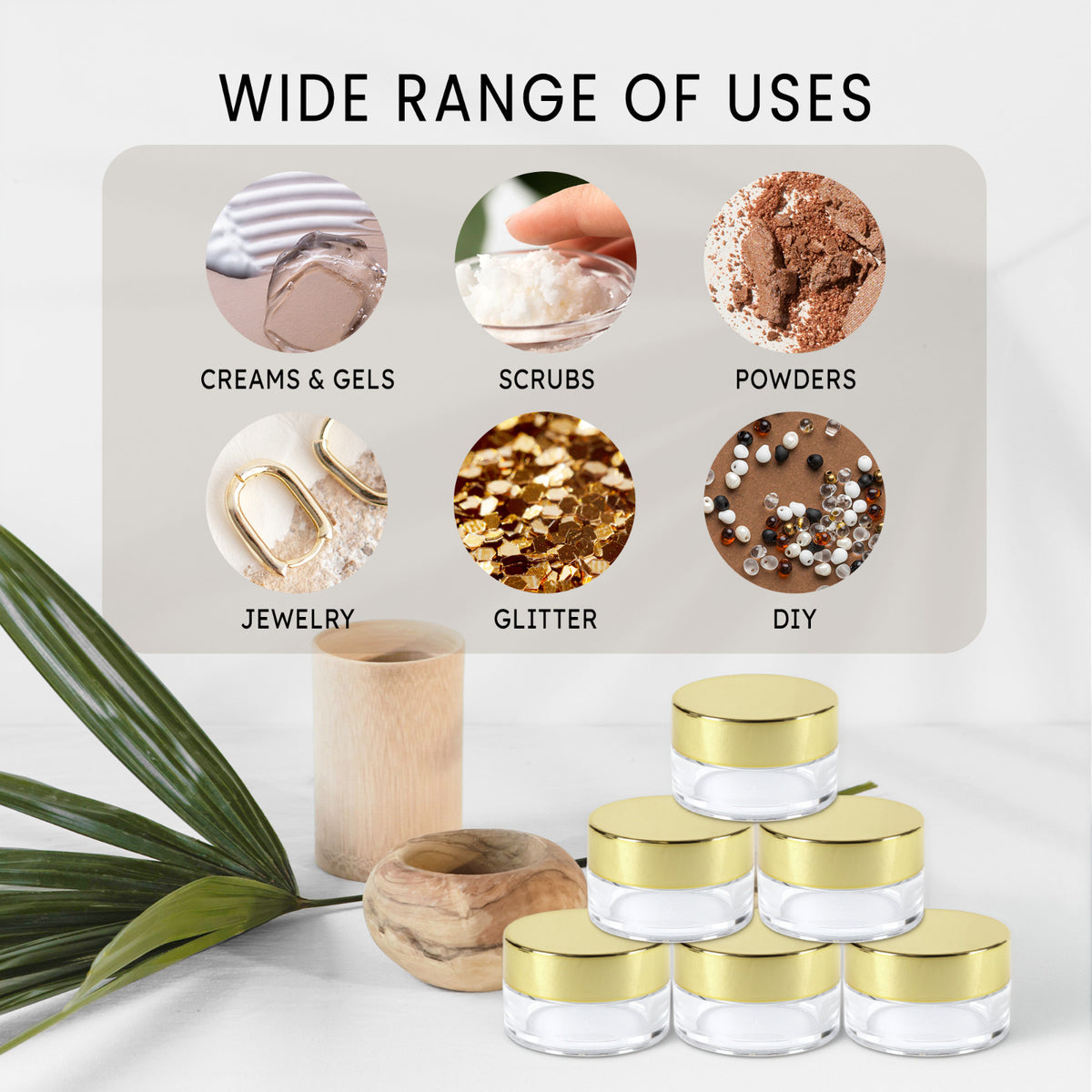 High Quality Acrylic Sample Jars Set - BPA Free, 5g/5ml, 50 Count