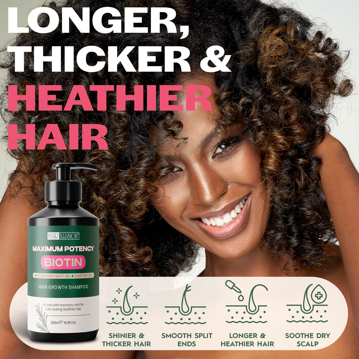 Hair Growth Shampoo with Biotin, Rosemary & Castor Oil
