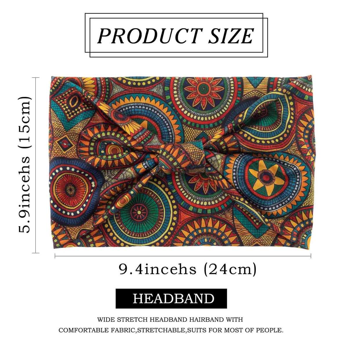 Wide Boho Headbands Floral Stretch Head 1 Count (Pack of 4), Trendy