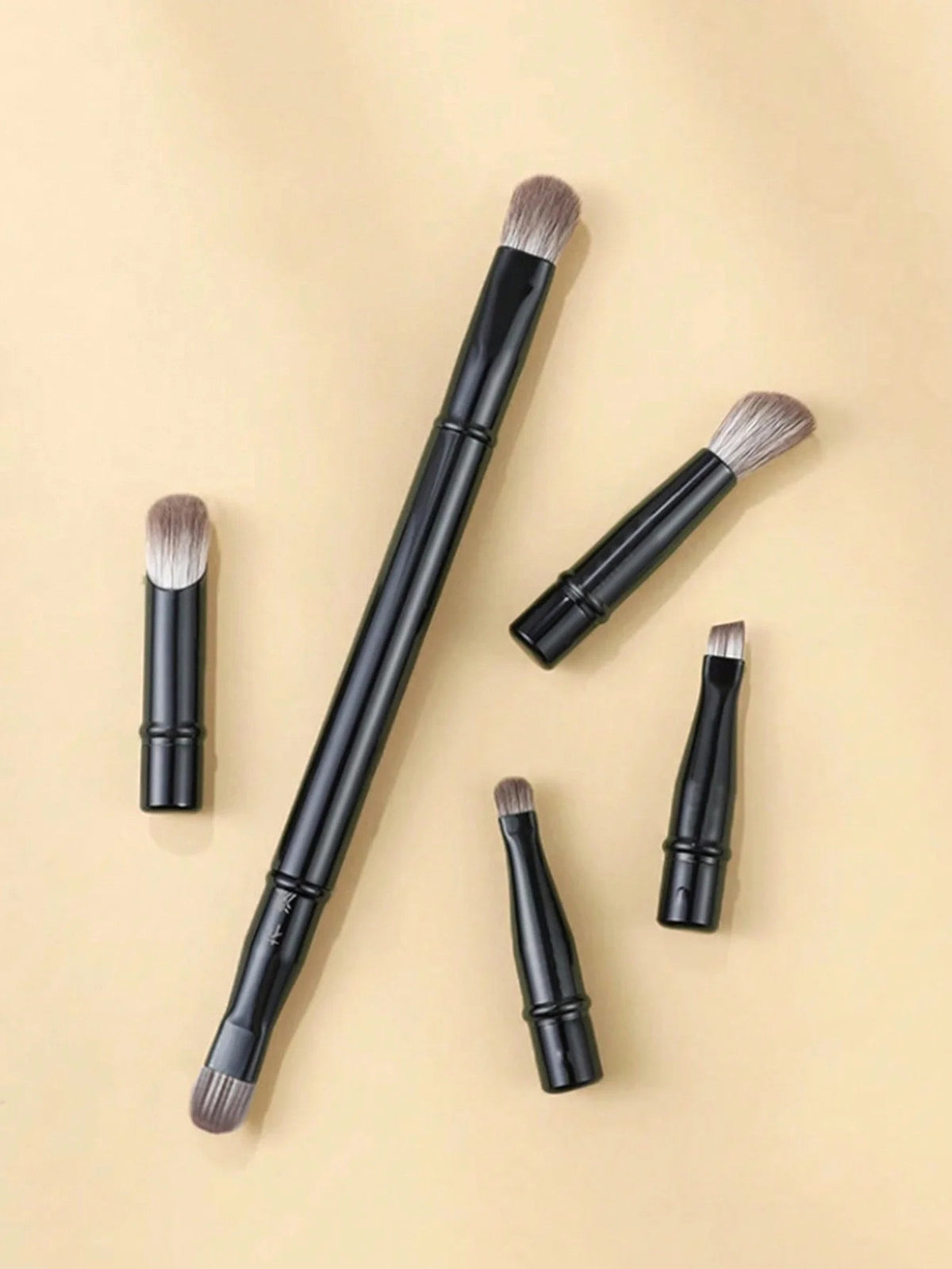 6 Piece Portable Travel Makeup Brush Set with Nose Shadow Brush Replacement