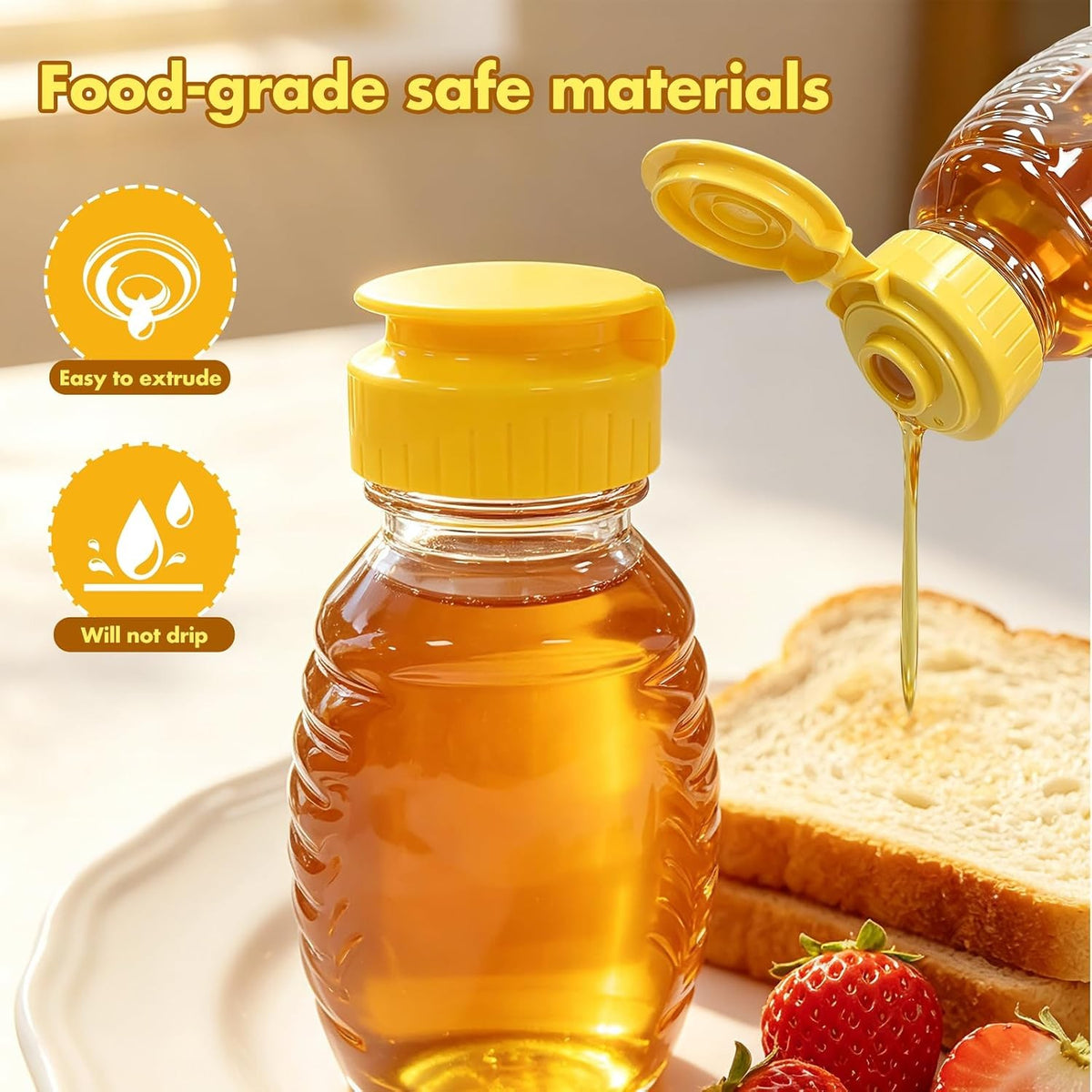 32 Pack Food-Grade Refillable Honey Bottles with Leak-Proof Flip Lids