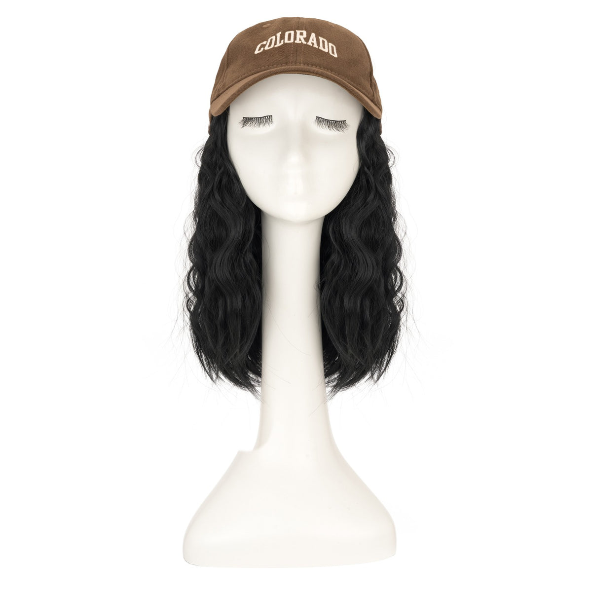 8-Inch Curly Baseball Cap with Synthetic Ponytail Hair Extensions - Natural Look