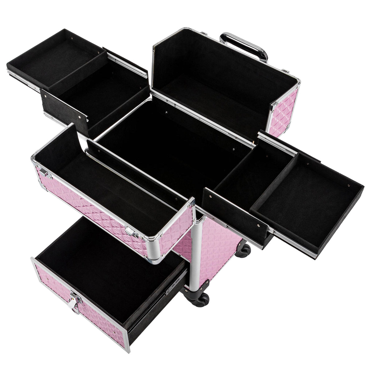 Rolling Makeup Train Case with Large Capacity Cosmetic Organizer Luggage