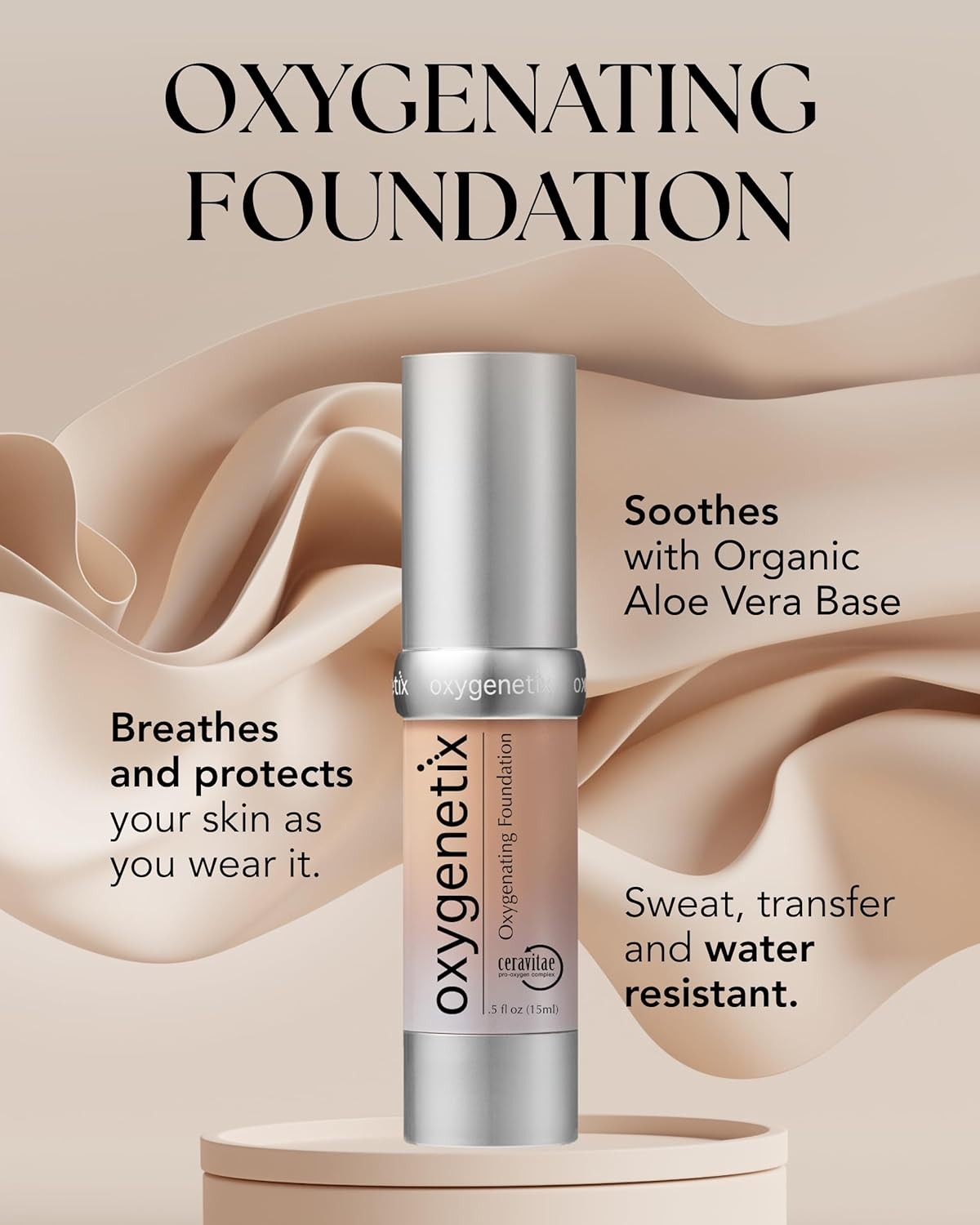 Oxygenating Foundation 15ml - Taupe, Sensitive Skin