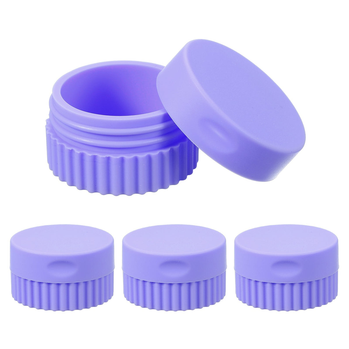 Set of 4 Small Silicone Cream Jars - Travel Toiletry Containers, Blue & Purple