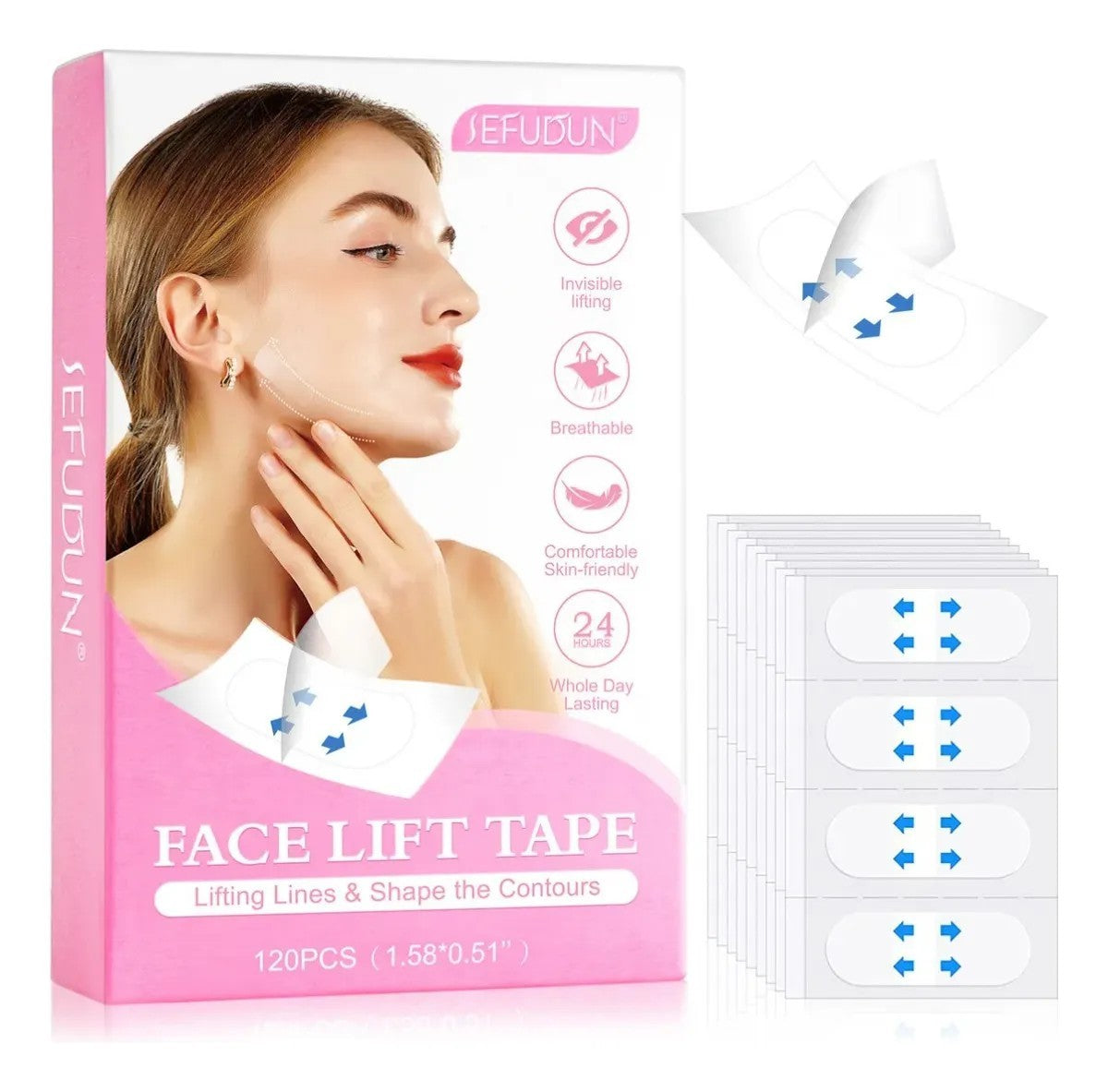 Face Lifting Strips 120 Waterproof Breathable Invisible Skin Tightening