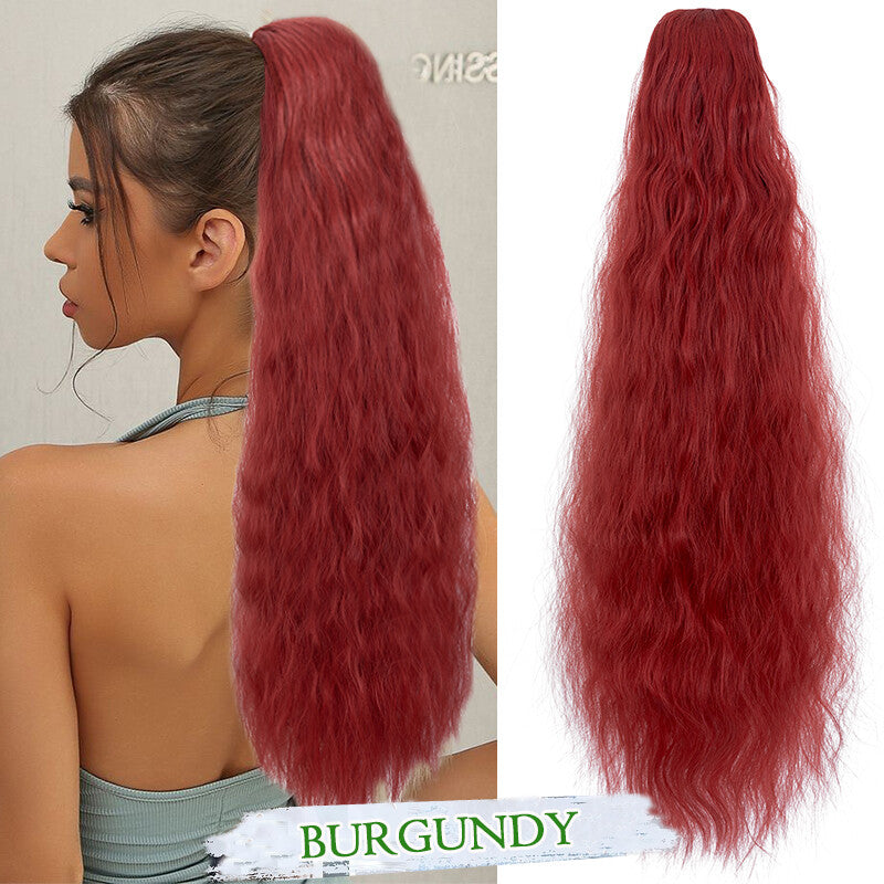 Drawstring Ponytail Hair Extension with Layered Wavy Texture - Thick & Natural-Looking