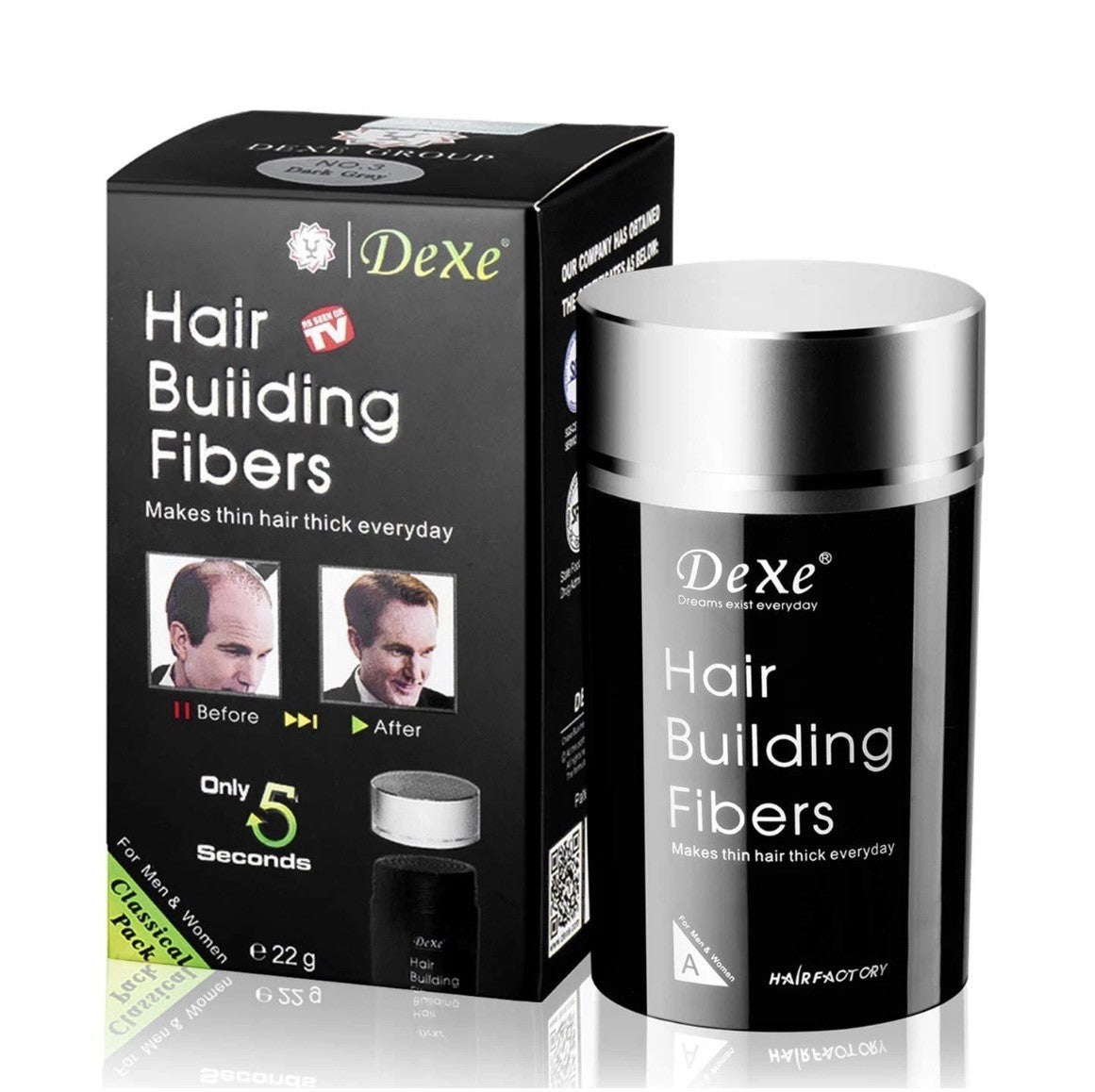 Hair Building Fibers Thickening Powder Black 22g