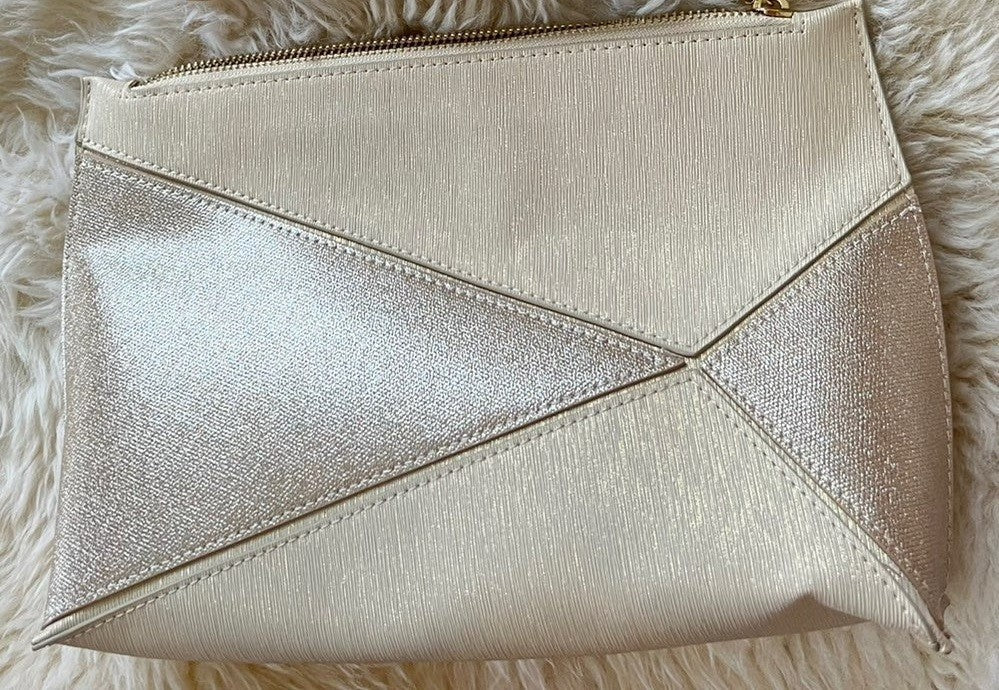 Travel Makeup Bag with Gold Sparkle and Glitter - Cosmetic Case for Cosmetics and Toiletries