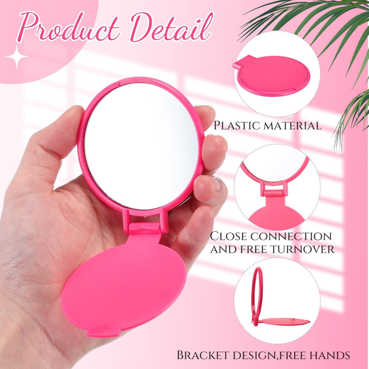 Mini Rose Red Compact Mirror Set - 24 Portable Folding Makeup Mirrors for Women