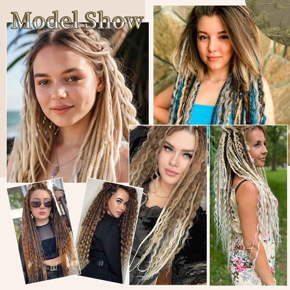 Wavy Double Ended Dreadlock Extensions with Curly Ends for Women